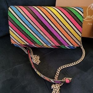Christian Louboutin Paloma Stripy Glitter Clutch/Crossbody